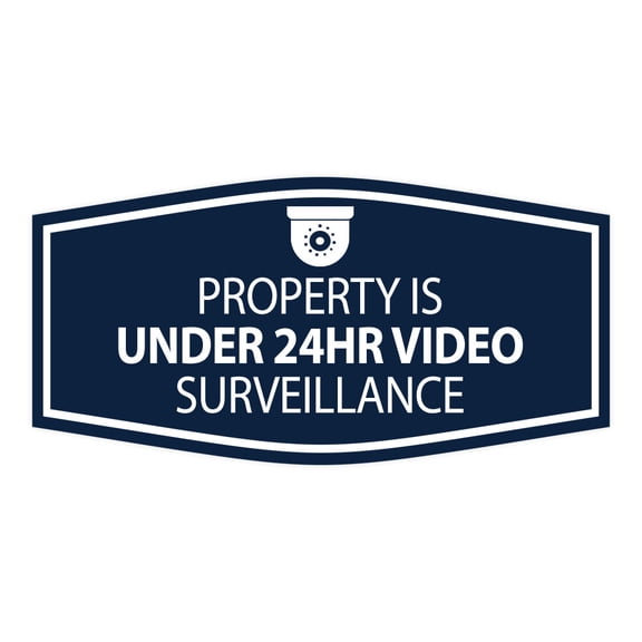 Signs ByLITA Fancy Property Is Under 24hr Video Surveillance Sign (Navy Blue / White) - Large