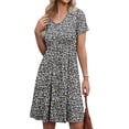 thumbnail image 3 of TARAINYA Summer Women Short Sleeve V-Neck Dresses With Buttons A-Line Pockets Sundresses Casual Knee Travel Beach Dresses, 3 of 7