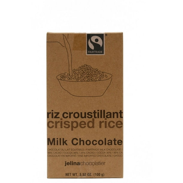 JELINA Crispied Rice Milk Chocolate Bar FAIR TRADE, 3.35 Oz.