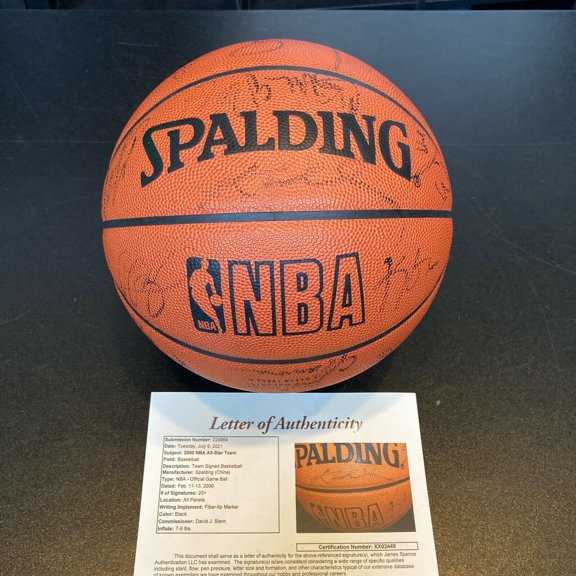2000 All Star Game Signed Basketball Kobe Bryant Kevin Garnett Tim Duncan JSA