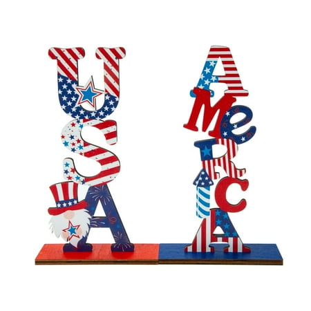 

2pcs 4th of July Wooden Sign Independence Day Wooden Decor USA Adornments
