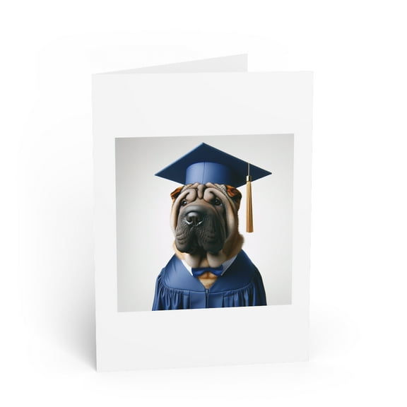 DistinctInk Greeting Card / Note Card - Chinese Shar-pei Graduation - PACK of 25