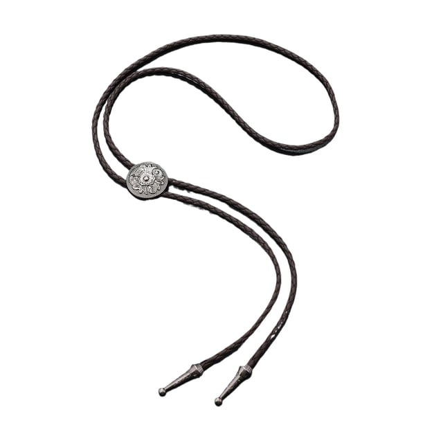 tamizeot Retro Rope Bolo Tie For Men Suitable For Daily Wear Fine Workmanship And Delicate Details Alloy Bolo Deep coffee colored Tang grass flower