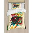 thumbnail image 3 of Ambesonne Vintage Pop Art Style Old School Record Player Turntable with Trippy Zigzags Music Party Duvet Cover Set, 3 of 3