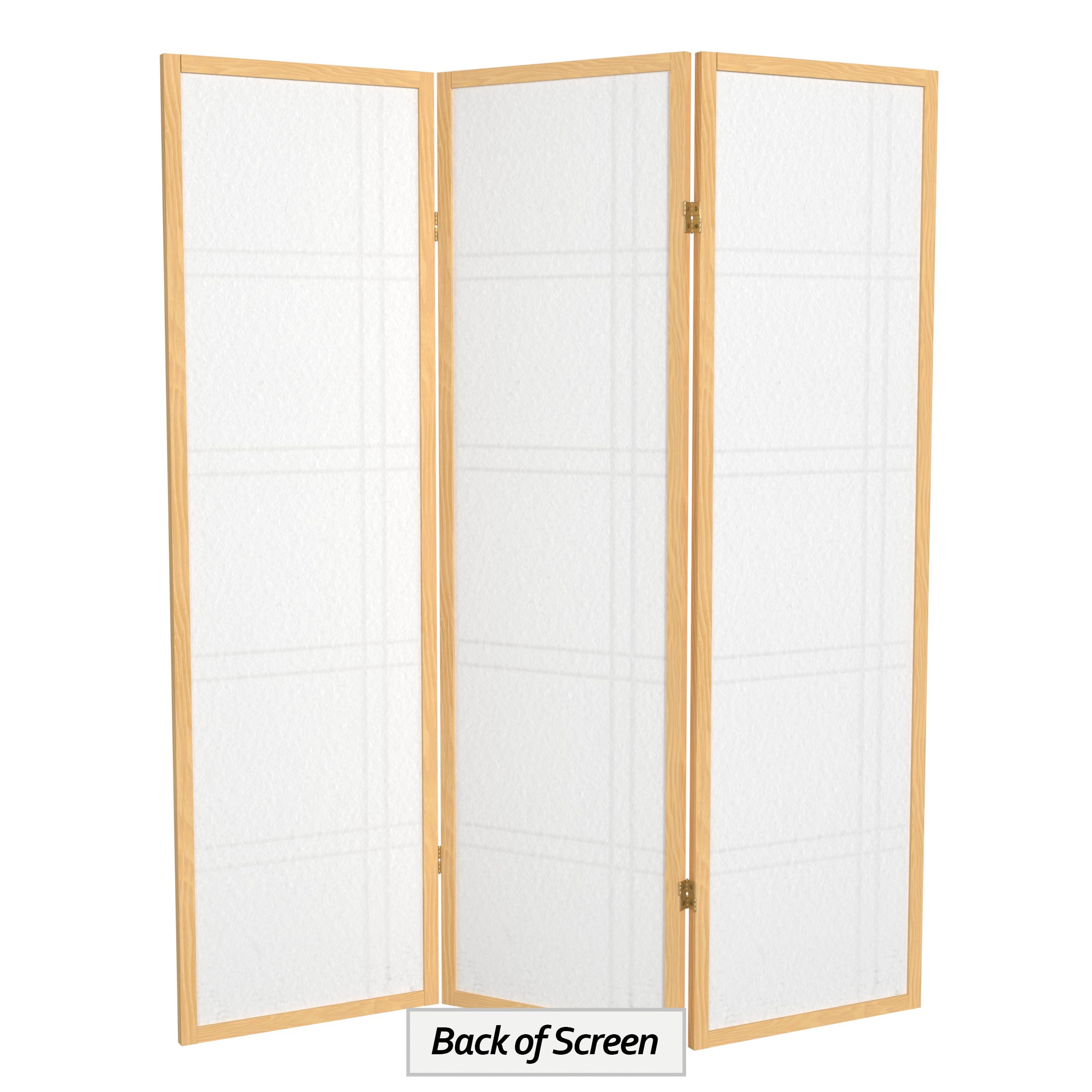5 ft. Tall Japanese Style Double Cross Lattice Shoji Screen with Natural Spruce Frame - 3 Panels