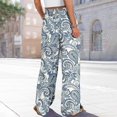 thumbnail image 4 of Women's Floral Print Palazzo Pants - High Waist Wide Leg Bohemian Summer Casual Trousers with Elastic Waist ,Royal Blue,S, 4 of 7