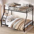 thumbnail image 1 of Space-Saving Metal Twin Over Full Size Bunk Bed – Robust Frame with Ladder & Full-Length Guardrails – Great for Adults & Teens – Sturdy Slats, No Box Spring Needed – Matte Black Sand Texture, 1 of 6