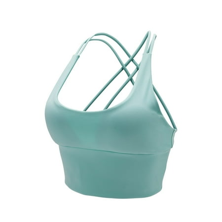 Hjlmsx Sports Bra for Women Summer Sexy Criss Cross Back Medium Support Solid Color Tank Tops Strappy Workout Yoga Corp Cami Bra