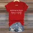 thumbnail image 2 of Women's T-shirts Women's Walking By Tripping Constantly Print T Shirt Casual V Neck T Shirt T-shirts, 2 of 5