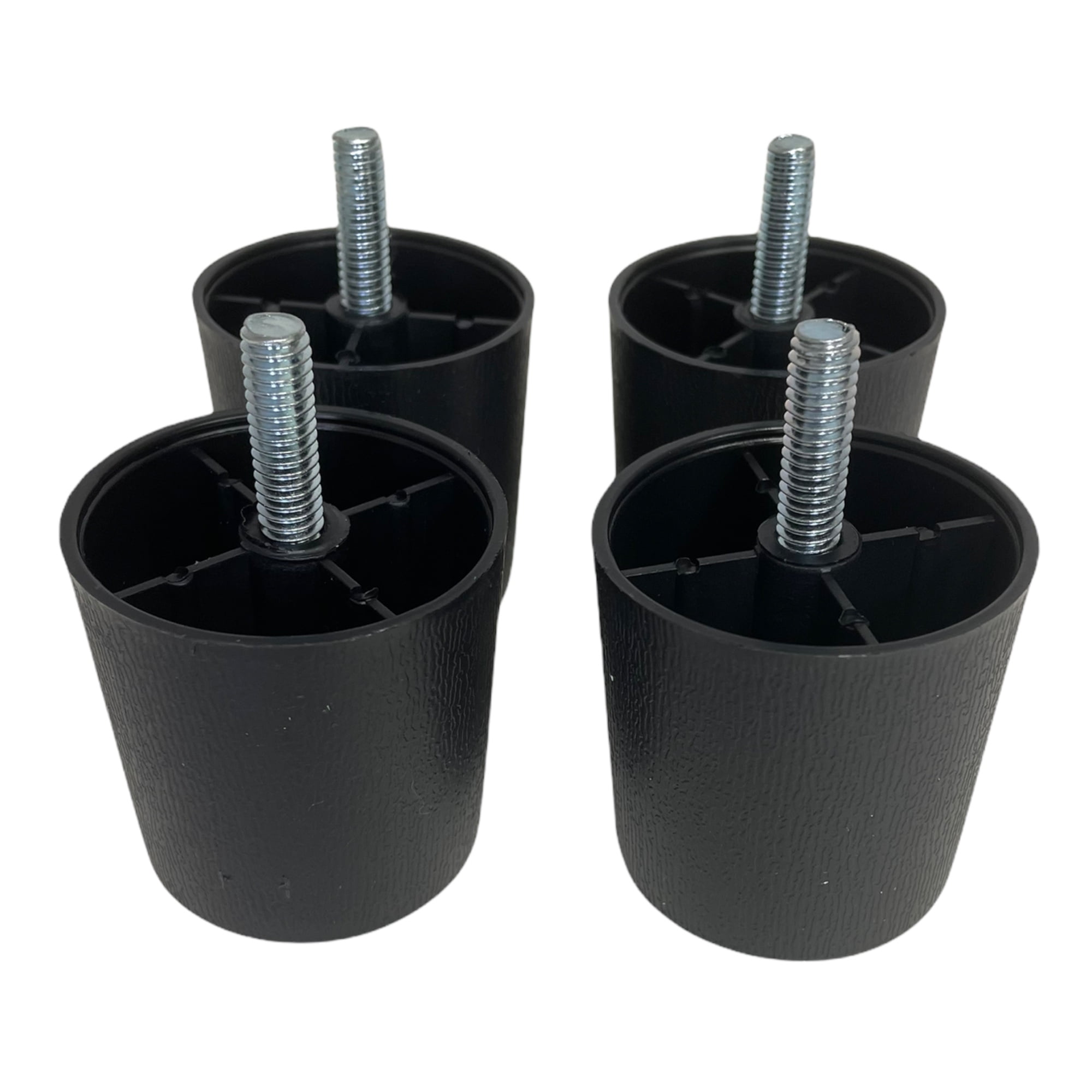 ProFurnitureParts 2' BLACK Round HDPE PLastic Sofa Leg W/Bolt Set of 4