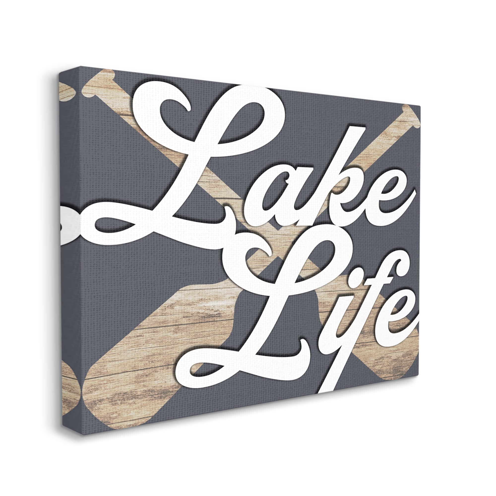 Stupell Lake Life Crossed Boating Oars Landscape Painting Gallery Wrapped Canvas Print Wall Art