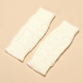 thumbnail image 4 of Women Casual Autumn And Winter Simple Solid Color Pattern Knitted Short Half Finger Gloves, 4 of 7