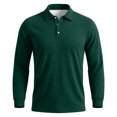 thumbnail image 3 of Sewkxo Men’s Casual Polo Shirt Long Sleeve waffle Button Collared Polo Knit Stretchy Golf Pullover Sweaters,Dark Green 4XL, 3 of 5