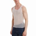thumbnail image 5 of Gvdentm Black Tank Top Men Men's Mesh Fishnet Muscle Top See Through Shirts Fitted Crew Neck Tee Clubwear White S, 5 of 8