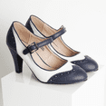 thumbnail image 4 of J. Adams Kym Mary Jane Shoes Women Oxford Pumps - Cute Low Kitten High Heels - Retro Vintage Shoes for Women 1950s Mary Janes Round Toe Shoe with Ankle Strap - Women Dress Shoes, 4 of 7