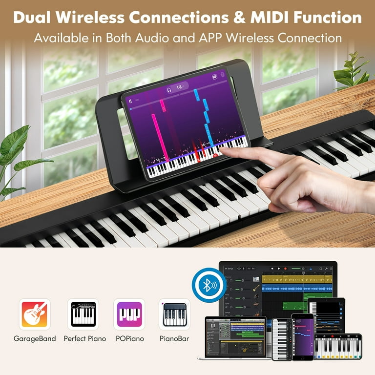 Gymax 61 Key Electric Compact Full Size Folding Piano Semi