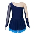 thumbnail image 2 of YIZYIF Kids Girls Long Sleeve Shiny Rhinestone Skating Dance Dress Gymnastic Competition Leotard Navy Blue 10, 2 of 7