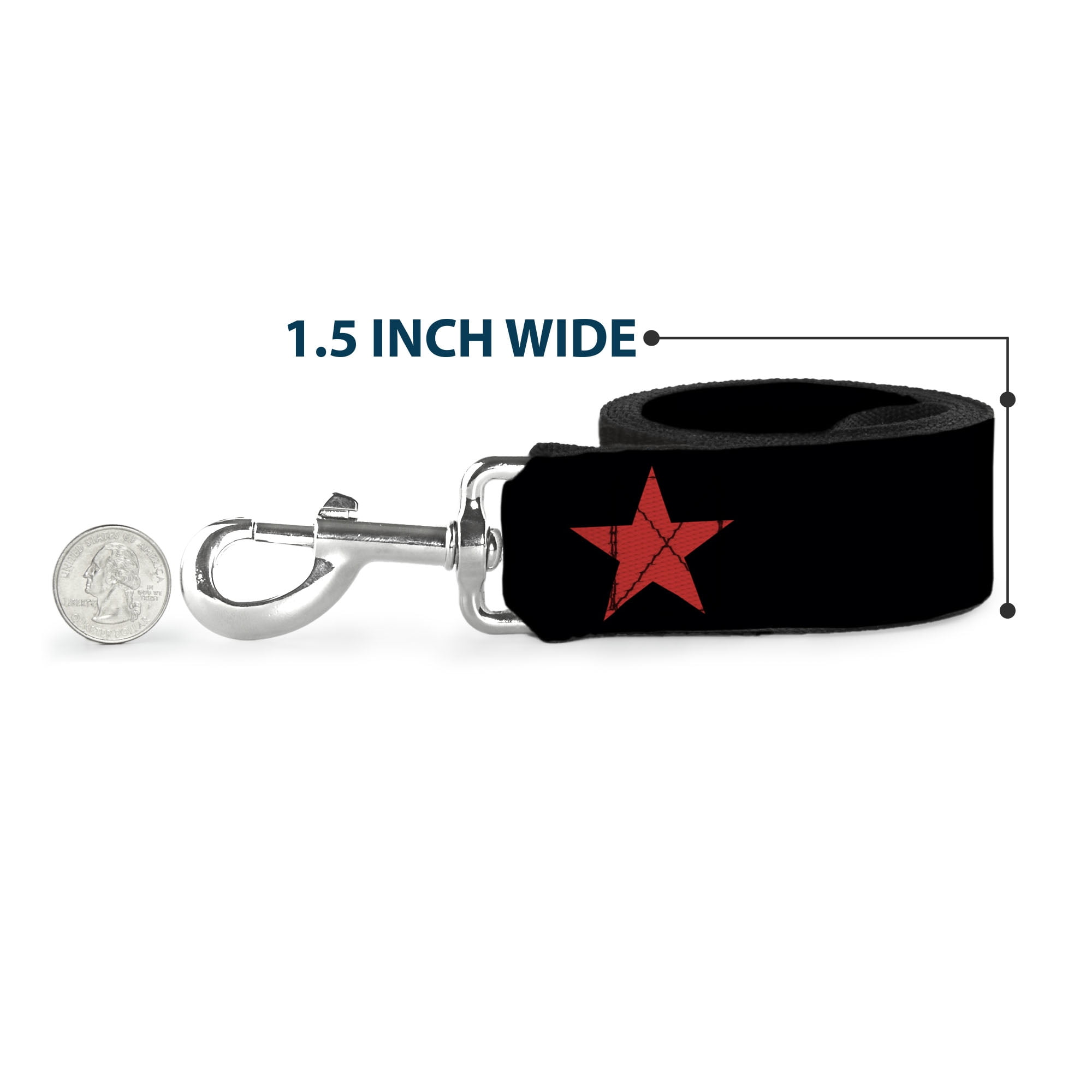 Buckle-Down Pet Leash, Dog Leash, Star Black Red, 6 Feet Long 1.0 Inch Wide