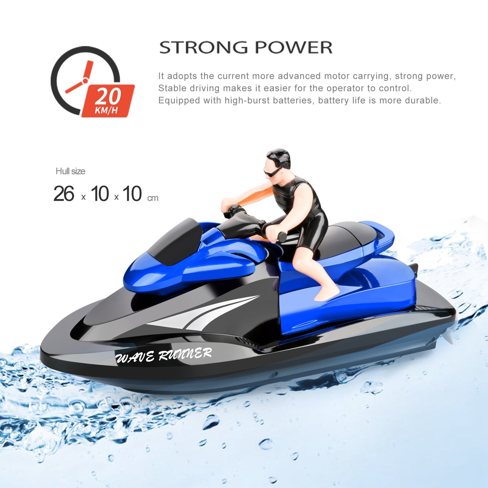 SIYTUAU Remote Control Speed Boat Water Toy 2.4G Wireless Rechargeable High Speed Racing Yacht For Pool Lake Blue Plastic Marine Vehicle Blue