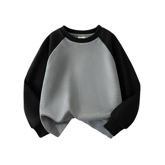 Fgnfyis Chandail à Capuche pour Enfants Garçons Filles Bloc de Couleur Basique Col Rond 6-7 Ans Gris