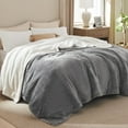 thumbnail image 2 of GentleSoft Sherpa Fleece Blankets King Size for Bed - Thick and Warm Throw for Women and Men, Soft Fuzzy Plush King Blanket for Winter, Grey, 108x90 Inches, 2 of 7