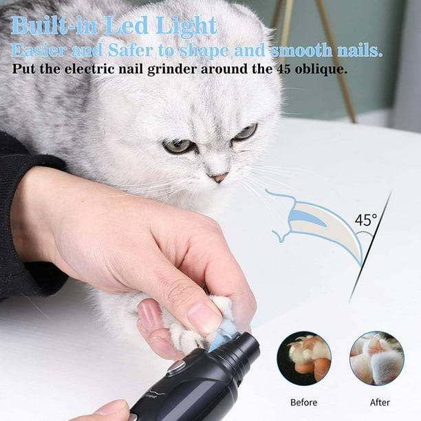 Dog Nail Grinder with LED Light Professional Quiet Pet Nail