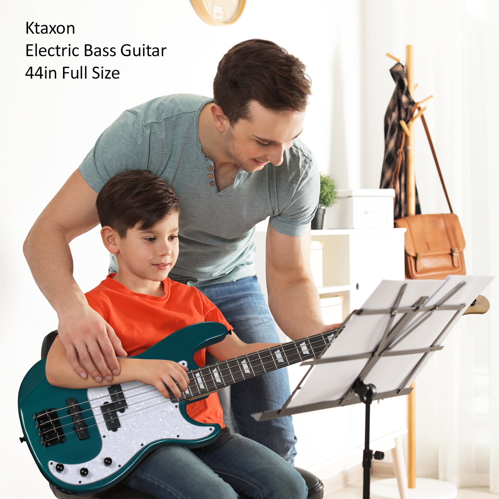 Ktaxon 46in Full-Size Electric Bass Guitar Kit with 20W Amp, Bag for Beginners and Musicians, Blue