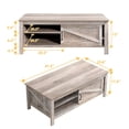 thumbnail image 7 of DWVO Rectangular Wooden Coffee Table with Adjustable Storage Shelf, Rustic Gray, 7 of 7