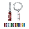 thumbnail image 1 of Pendientes colgantes Huggie PROSTEEL Acero Inoxidable Granate de enero Cristal regalo cumpleaños, 1 of 8