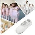 thumbnail image 5 of Stelle Ballet Slippers Cancas Leather Soles Ballerina Dance Shoes Flats for Girls,White, 5 of 7