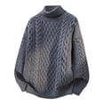 thumbnail image 4 of Fanshiluo Men's Turtleneck Cable Knit Sweater, Long Sleeve Pullover Knit Top,Size XL,Big and Tall Men, 4 of 9