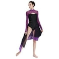 thumbnail image 3 of vastwit Women Mesh Patchwork Cut Out Gymnastics Ballet Leotard Bodysuit Flowy Dance Dress Purple L, 3 of 6