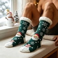 thumbnail image 3 of Lutiedan Christmas Fleece Socks for Men and Women, Fuzzy Non Slip Knit Slipper Socks, Winter Thick Warm Mid Calf Socks,Green, 3 of 7