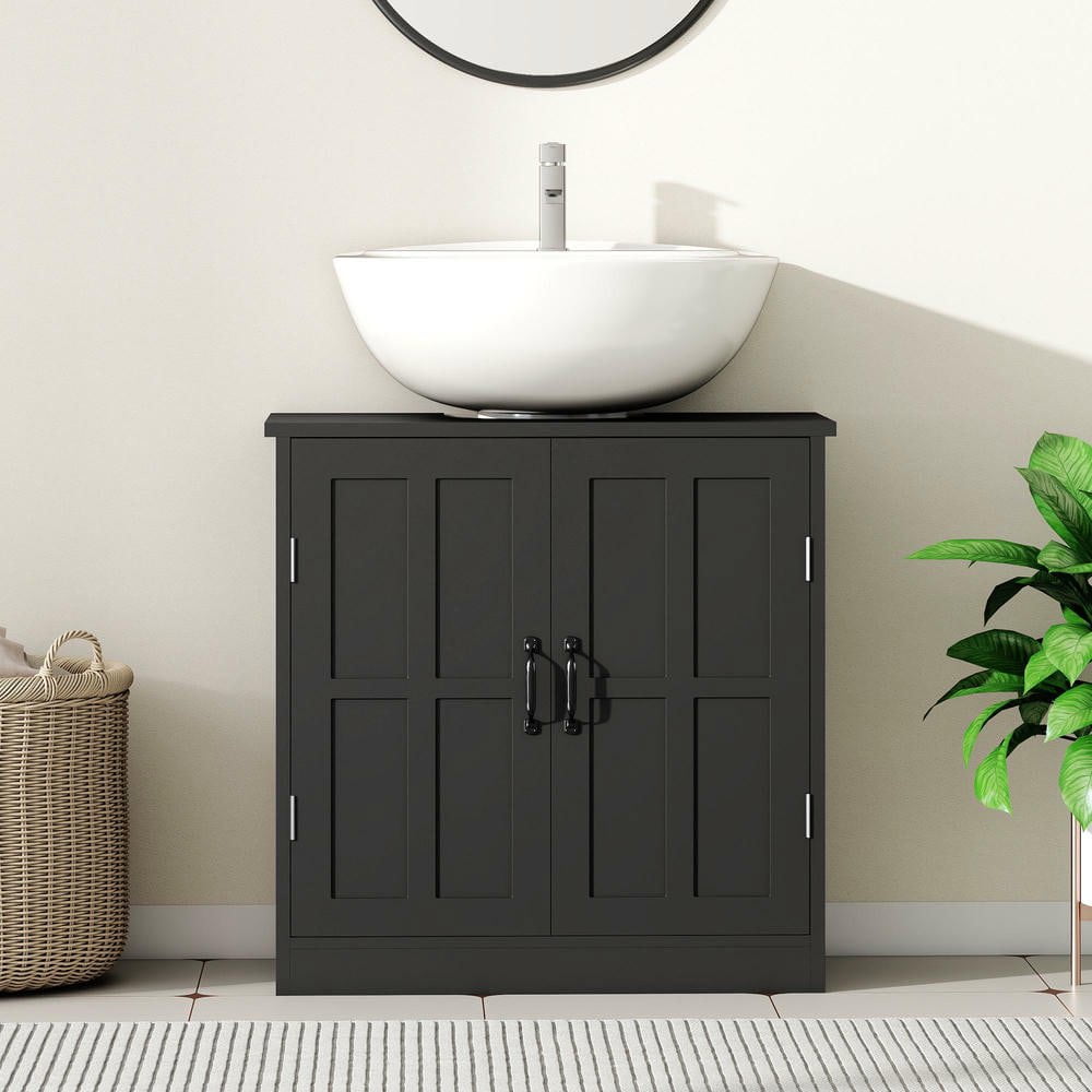 Resenkos Bathroom Sink Cabinet, Pedestal Sink Cabinet with Adjustable Shelf, Black(sink not included)
