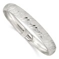 thumbnail image 1 of 925 Sterling Silver Flexible Open back Safety clasp Polished and Textured Adjustable Cuff Stackable Bangle Bracelet Meas, 1 of 4