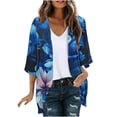 thumbnail image 2 of Idoravan Women's Floral Print Kimono Cardigan Loose Cover Up Casual Blouse Tops Women's Cardigan Casual Leaf Print Overcoat Spring Summer Flower Printed Top, 2 of 5