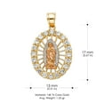 thumbnail image 3 of 14K Tri Color Gold Cubic Zirconia CZ Our Lady of Guadalupe Charm Pendant with 3.5mm Hollow Cuban Chain Necklace - 22", 3 of 4