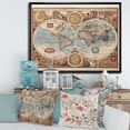 thumbnail image 2 of Designart 'Vintage Map of The World VIII' Vintage Framed Canvas Wall Art Print, 2 of 5