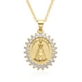 thumbnail image 5 of 14K Yellow Gold Oval Virgen del Valle San Judas Charms Cubic Zirconia Guadalupe Necklace for Women Choker Pendant Diy Jewelry Gift, 5 of 8
