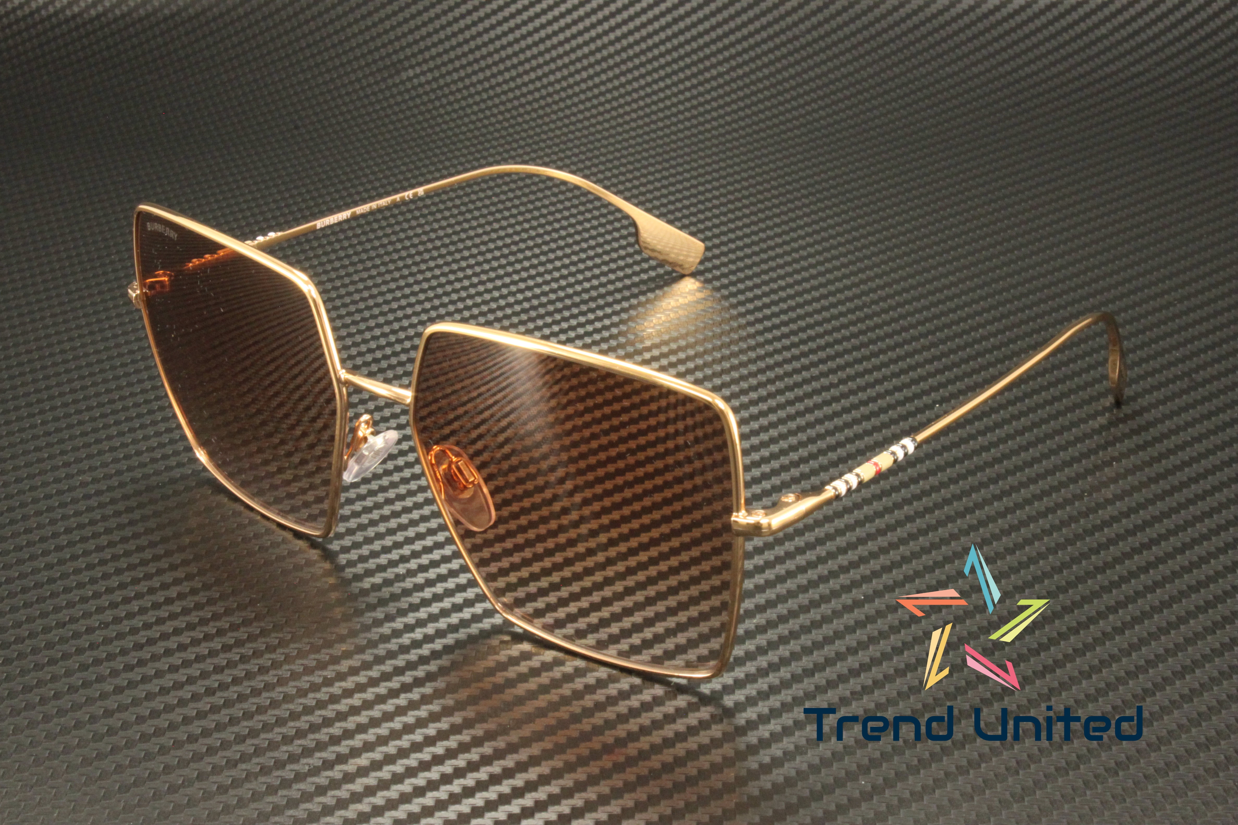 NEW Burberry BE3133 DAPHNE 133713 Gold Pink Gradient Square Women Sungla… Sunglasses Burberry Daphne BE 3133 (133713) BE3133 Woman  main image 4