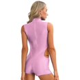 thumbnail image 2 of Womens Stretch Short Jumpsuit with Zipper Sleeveless Tight Bodysuit Swimsuit Slim Fit Rompers for Lady Fitness Exercise Workout, 2 of 7