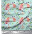 thumbnail image 1 of Soimoi Green Rayon Fabric Bird,Leaves & Flower Floral Print Sewing Fabric Yard 56 Inch Wide, 1 of 1