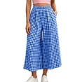 thumbnail image 3 of Horkkom Wide Leg Pants Woman Elastic Waist Plaid Pants Casual Loose Pleated Pants with Pockets M, 3 of 7