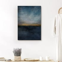 PixonSign Canvas Print Wall Art Dark Blue Beach Horizon Geometric Wilderness Illustrations Modern Art Minimalist Landscape Relax/Calm Multicolor for Living Room, Bedroom, Office - 24"x36"