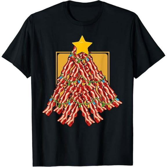 Bacon Christmas Tree Lights Pork Meat BBQ Grilling Lover T-Shirt