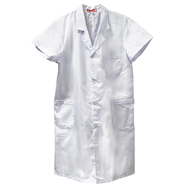 Homme Blouse Blanche à Manches Courtes de Sarrau de Laboratoire Médecin Infirmier Uniforme TG