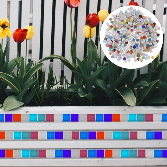 ADDHAT Assorted Decorative Glass Tiles for DIY Craft Supplies and Mosaic Art Creations