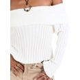 thumbnail image 7 of Arvbitana Women Cropped Off-Shoulder Sweater Solid Color Knitwear Pullover Cute Soft Long Sleeve Sweatshirt Slim Fit Tops Fall Warm Streetwear, 7 of 7