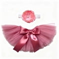 thumbnail image 2 of SHENGXINY Porch Goose Outfit, Tulle Tutu with Matte Fabric Flower Headband for Yard Porch Lawn Home Decorations Pink 23 in, 2 of 6