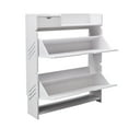 thumbnail image 5 of 3 Tier Narrow Shoe Cabinet, 9-Pair Freestanding Hidden Shoe Storage Organizer Wooden Shoe Shelves Rack with 2 Flip-out Doors White, 5 of 8